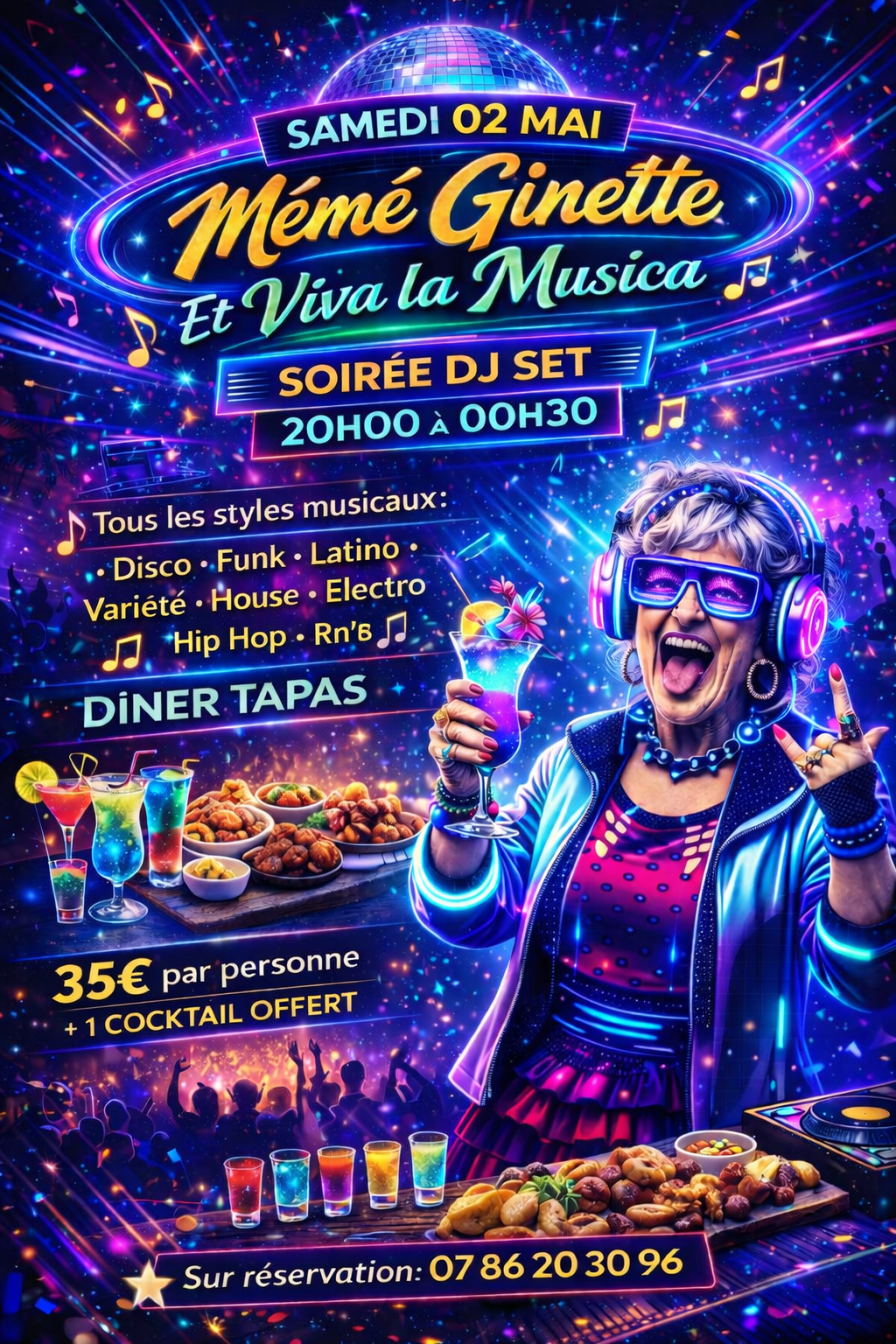 Affiche de soirée chez Mémé Ginette